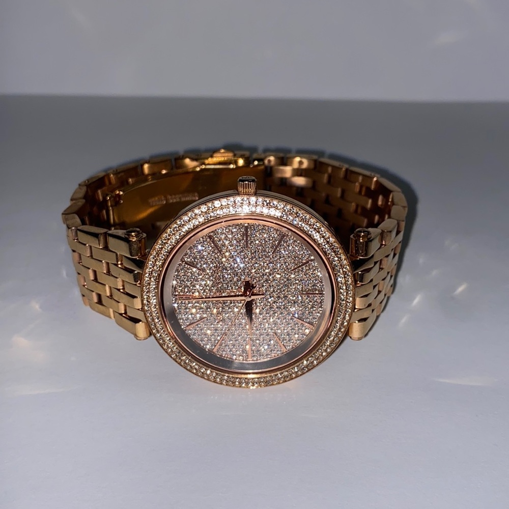Womens Michael Kors Rose Gold Crystal Pave Watch